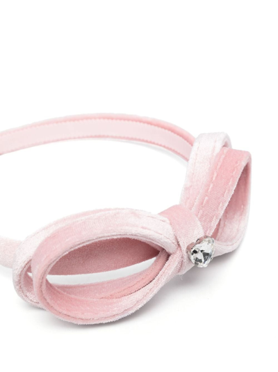 Shop Monnalisa Bow-detail Velour Headband In Pink