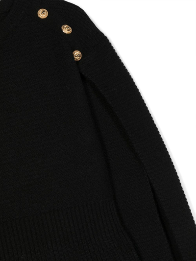 Balmain Rib-knit Buttoned Dress In Black