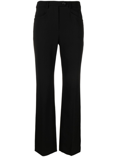 Shop Moschino Mid-rise Straight-leg Trousers In Black