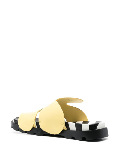 Camper Brutus Twins Flat Slides In Yellow
