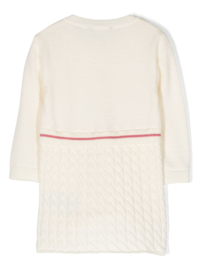 Shop Balmain Cable-knit Buttoned Dress In Neutrals