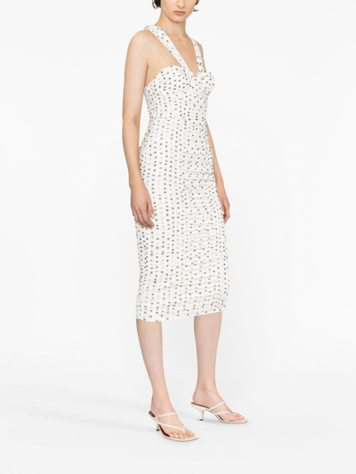 Shop Self-portrait Polka-dot Corset Dress In White