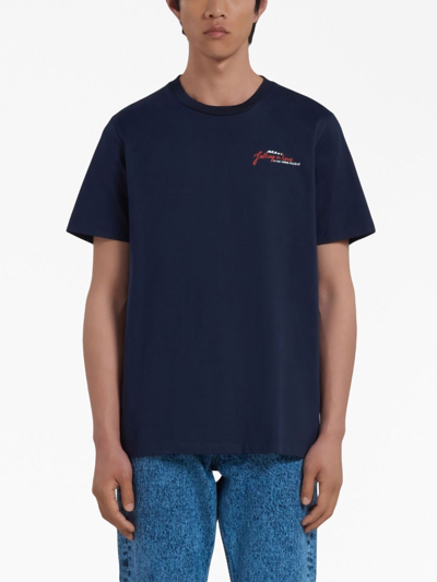 Shop Marni Wordsearch-print Cotton T-shirt In Blue