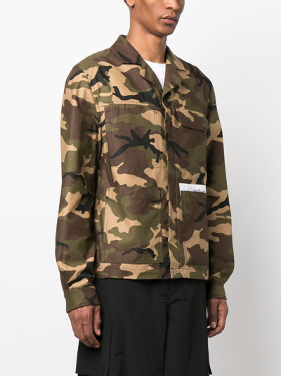 Shop Palm Angels Camouflage-print Cotton Jacket In Green