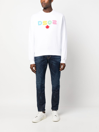 Shop Dsquared2 Logo-appliqué Cotton Sweatshirt In White