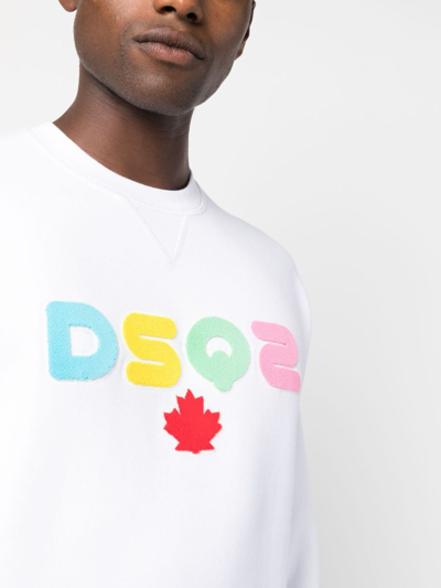 Shop Dsquared2 Logo-appliqué Cotton Sweatshirt In White