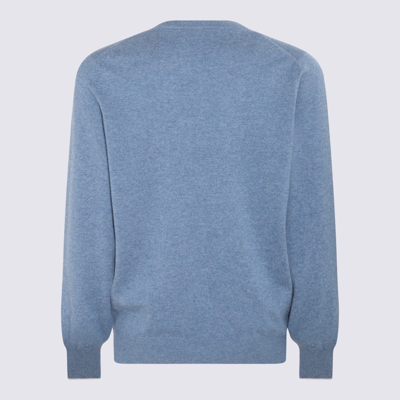 Shop Brunello Cucinelli Blue Berry Cashmere Sweater