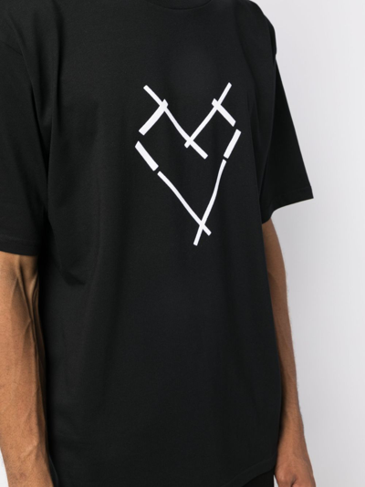 Shop Agnès B. Heart-print Cotton T-shirt In Black