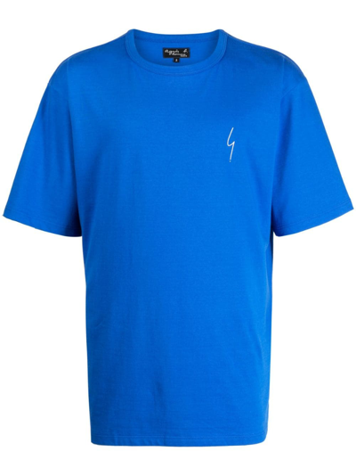 Shop Agnès B. Logo-print Cotton T-shirt In Blue