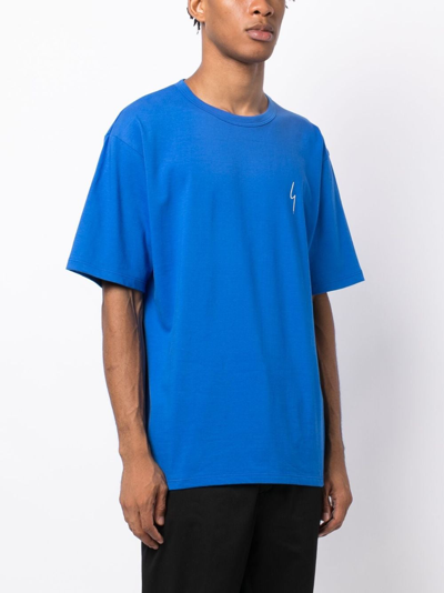 Shop Agnès B. Logo-print Cotton T-shirt In Blue