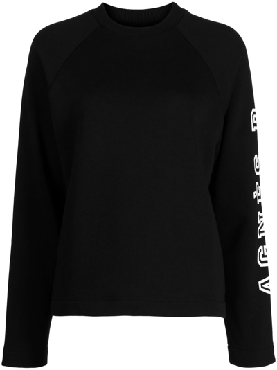 Shop Agnès B. Logo-print Cotton Sweatshirt In Black