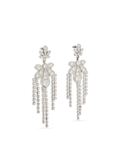 Shop Rabanne Chandelier Crystal-embellished Earrings In Silver