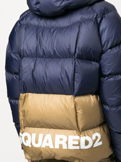 Shop Dsquared2 Two-tone Quilted Down Jacket In Blue