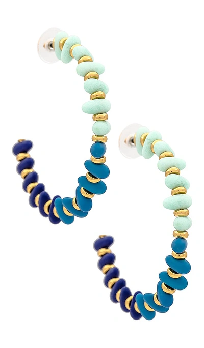 Shop Lele Sadoughi Candy Beaded Large Hoop Earrings In Blue