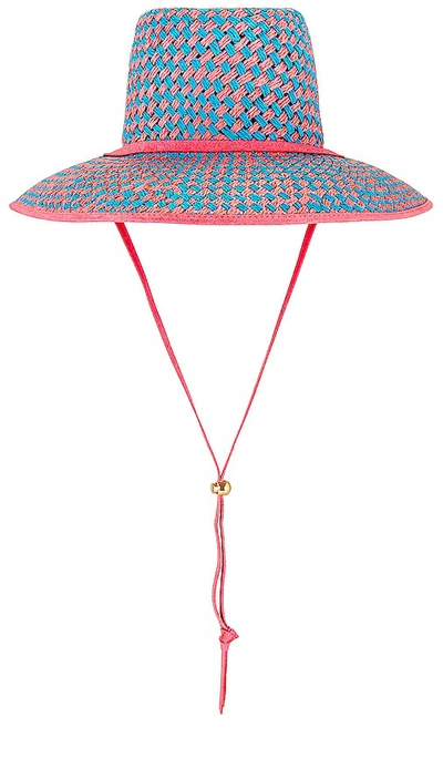 Shop Lele Sadoughi Brielle Straw Checkered Hat In Baby Blue