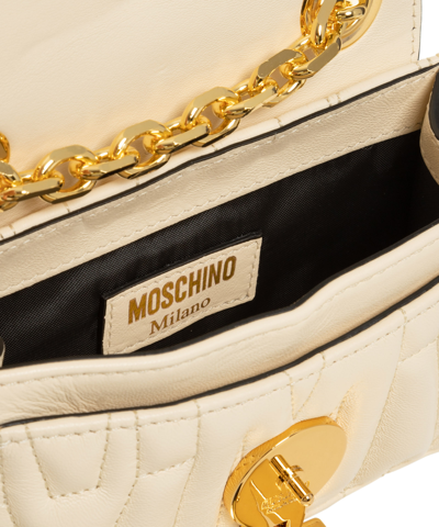 Shop Moschino M Crossbody Bag In Beige