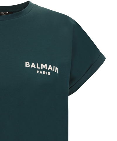 Balmain T-shirt In Vert Fonce/naturel | ModeSens
