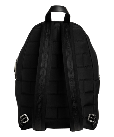 Moschino Black Printed Backpack In Black