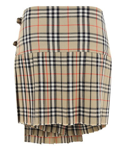 Shop Burberry Mini Skirt In Beige