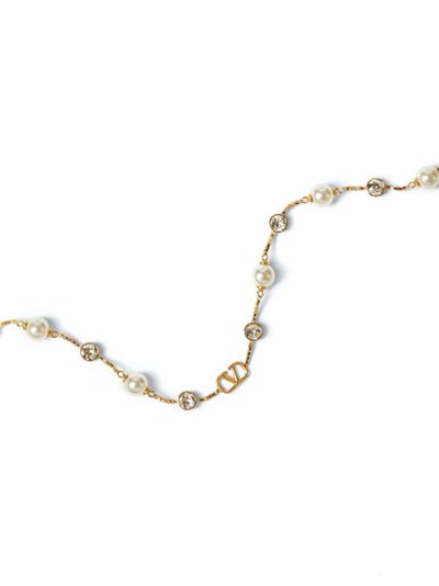 Valentino Vlogo Signature Pearl Necklace In Gold
