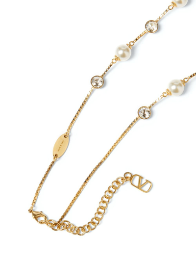 Valentino Vlogo Signature Pearl Necklace In Gold