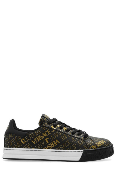 Shop Versace Jeans Couture Court 88 Logo Printed Sneakers In Black