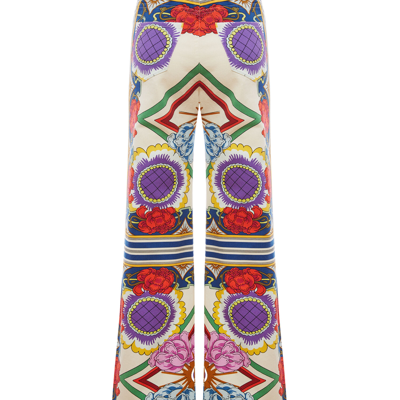 La Doublej Liberty-print Flared Jeans In Foulard Liberty Rust