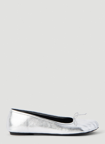 Balenciaga Fetish Metallic Ballerina Flats In Silver