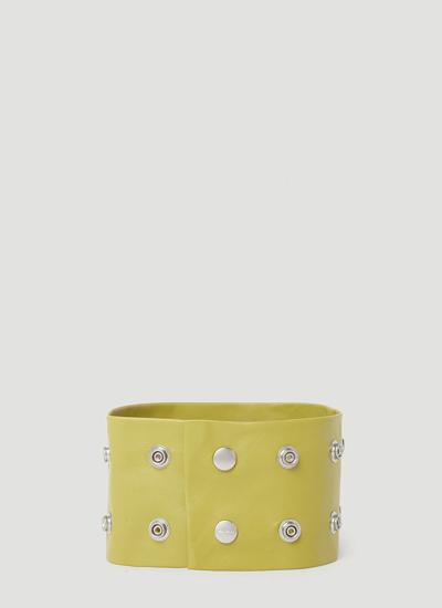 Shop Rick Owens Leather Stud Necklace In Green