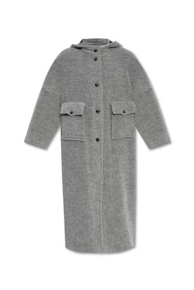 Shop Emporio Armani Hooded Coat In Grey