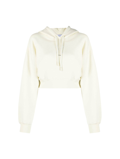 Shop Off-white Cropped Hoodie In Nude & Neutrals