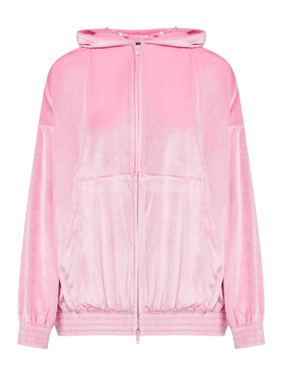 Shop Balenciaga Zip-up Hoodie In Pink & Purple