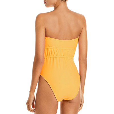 Shop Ramy Brook Marta Womens Plunge Gathered One-piece Swimsuit In Yellow