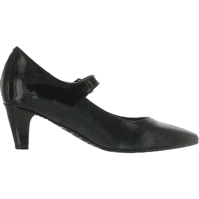 Shop Ros Hommerson Kiki Womens Leather Embossed Mary Jane Heels In Black