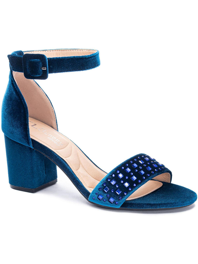 Shop Cl By Laundry Josilin Womens Velvet Ankle Strap Block Heel In Blue