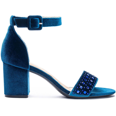 Shop Cl By Laundry Josilin Womens Velvet Ankle Strap Block Heel In Blue