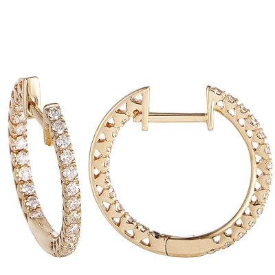 Non Branded Lb Exclusive 14k Yellow Gold 0.66ct Diamond Inside-out Hoop Earrings