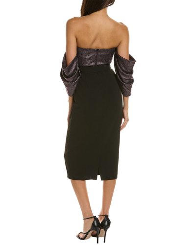 Badgley Mischka Foiled Midi Dress In Pink