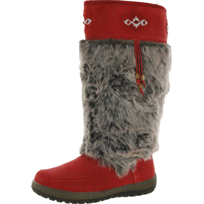 Wanderlust Nika Womens Water Resistant Faux Fur Lined Knee-high Boots In Red