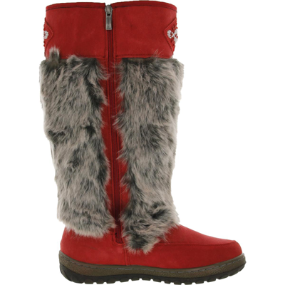 Wanderlust Nika Womens Water Resistant Faux Fur Lined Knee-high Boots In Red
