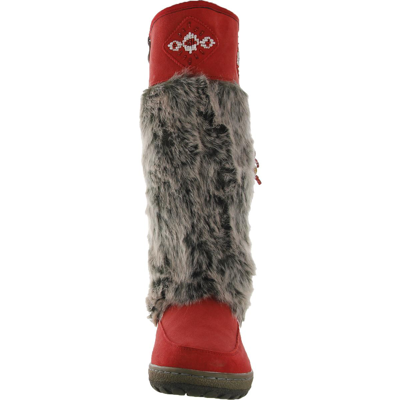 Wanderlust Nika Womens Water Resistant Faux Fur Lined Knee-high Boots In Red