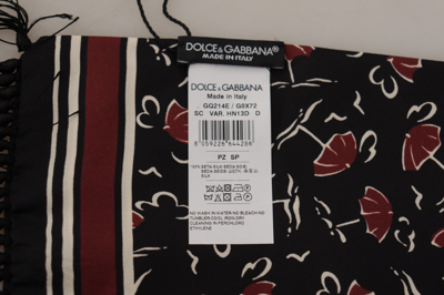 Shop Dolce & Gabbana Umbrellas Patterned Shawl Fringe Men's Scarf In Black