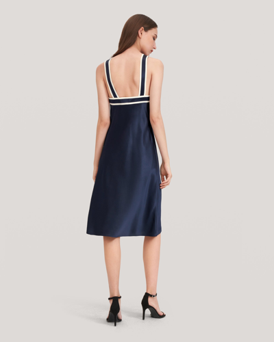 Shop Lilysilk Glossy Camellia Silk Halter-neck Dress For Women In Blue