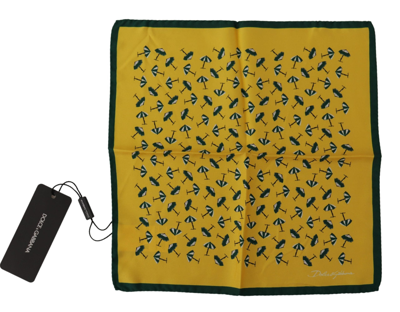 Shop Dolce & Gabbana Printed Dg Logo Square Mens Handkerchief Men's Scarf In Yellow