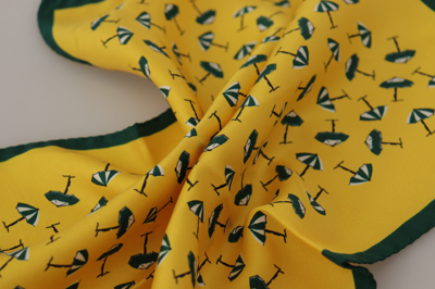 Shop Dolce & Gabbana Printed Dg Logo Square Mens Handkerchief Men's Scarf In Yellow