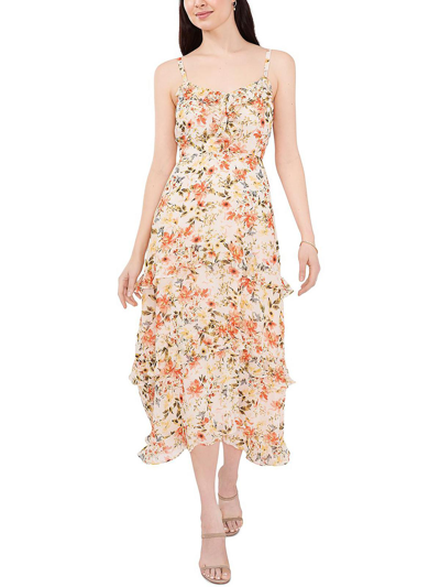 Shop Msk Womens Floral Maxi Evening Dress In Beige