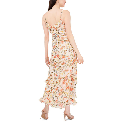 Shop Msk Womens Floral Maxi Evening Dress In Beige