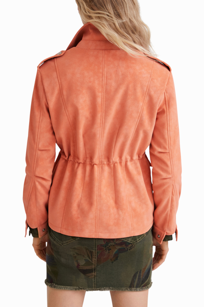 Shop Desigual Straight Multi-pocket Jacket In Orange