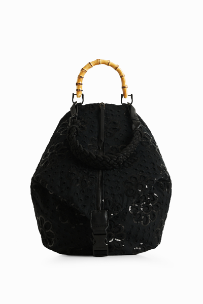 Desigual Medium-size Multiposition English Embroidery Backpack In Black |  ModeSens