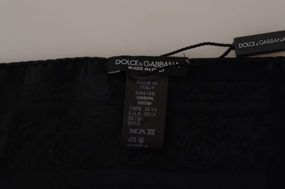 Shop Dolce & Gabbana Flora Design Mens Square Handkerchief Men's Scarf In Black